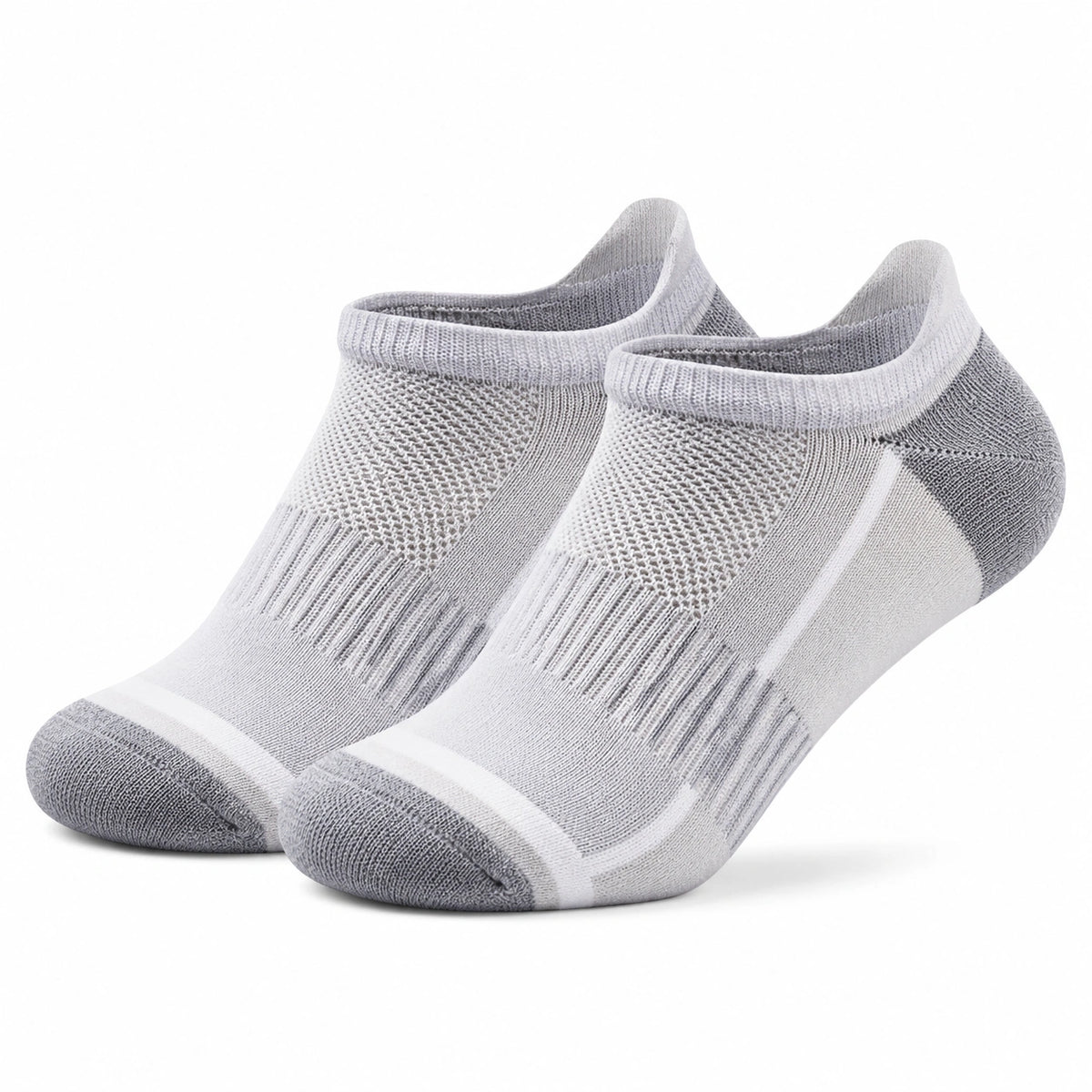 Calze sportive corte 43-46 in tessuto a maglia grigio e bianco traspirante