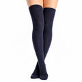 Calze sopra il ginocchio 35-38 in maglia blu scuro a coste