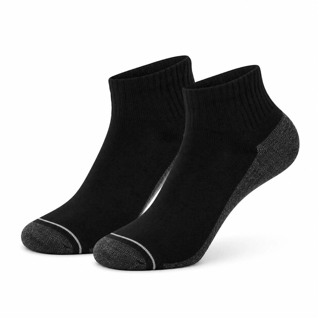 Calze corte 35-38 in tessuto a maglia nero grigio per uso quotidiano - bordo elastico