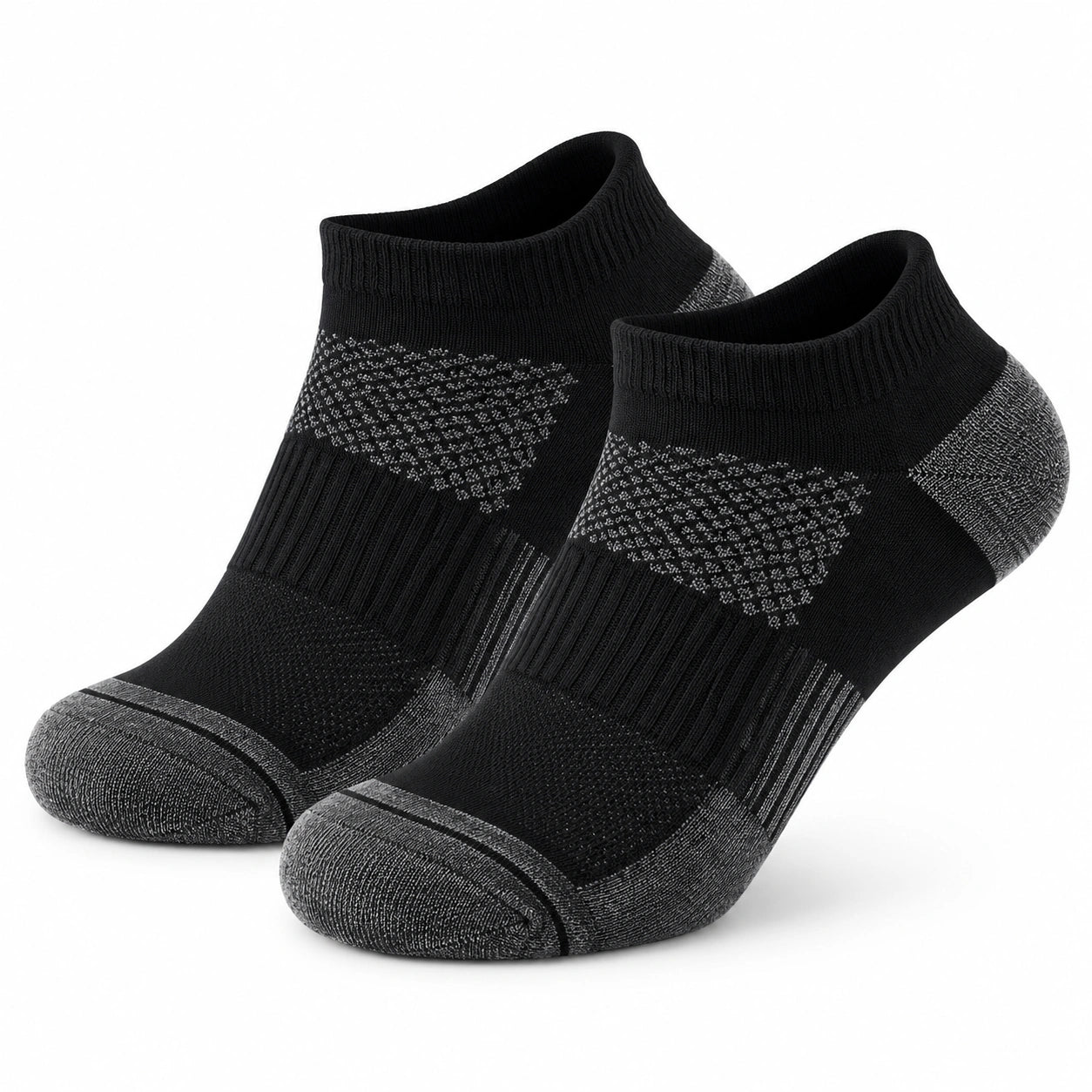 Calze sportive corte 35-38 in fibra tessile nero/grigio con struttura traspirante
