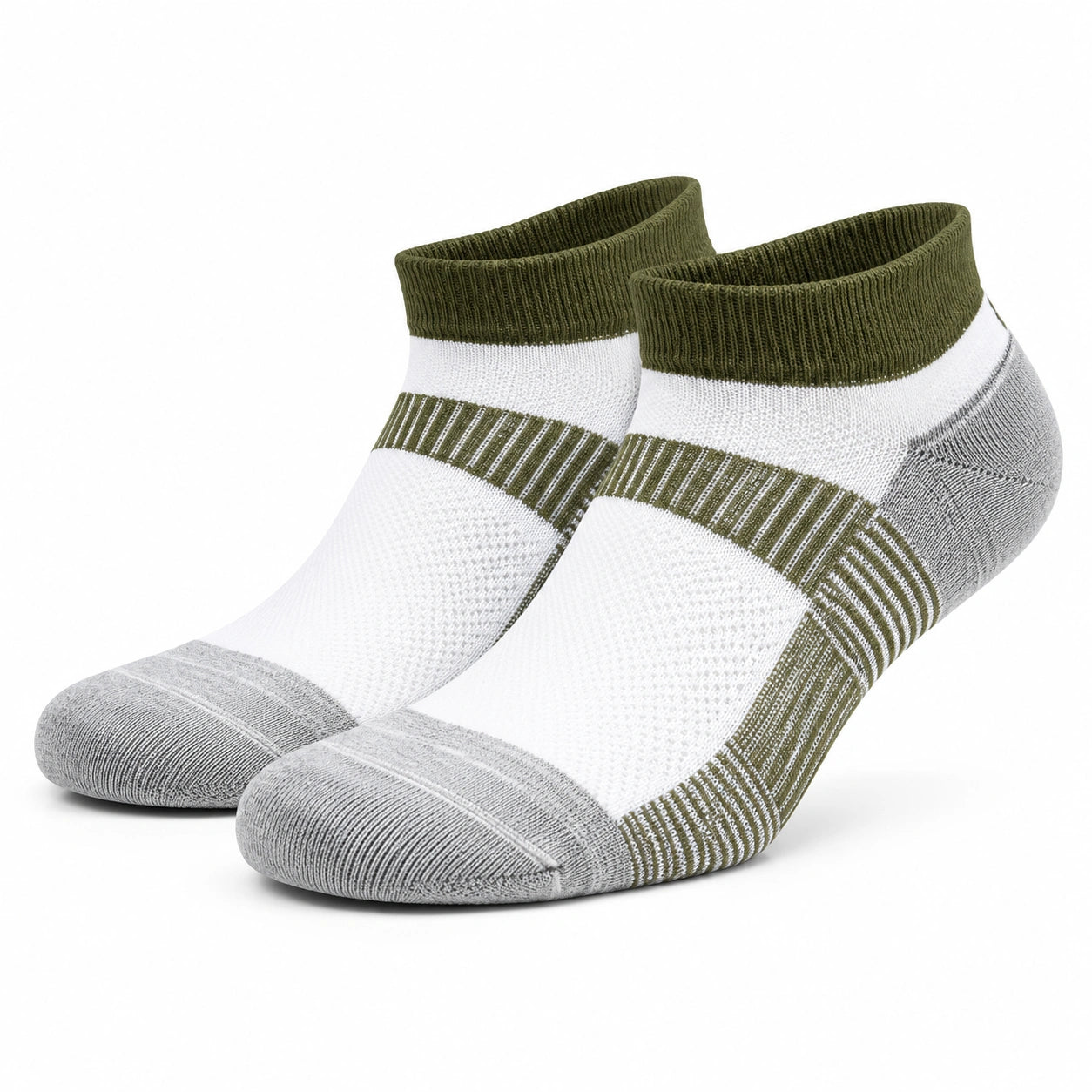 Calzini sportivi 39-42 in maglia bianco verde oliva grigio con bordo elasticizzato