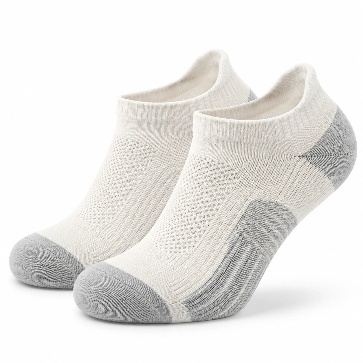 Calze corte 39-42 in tessuto a maglia bianco/grigio traspiranti stile sportivo