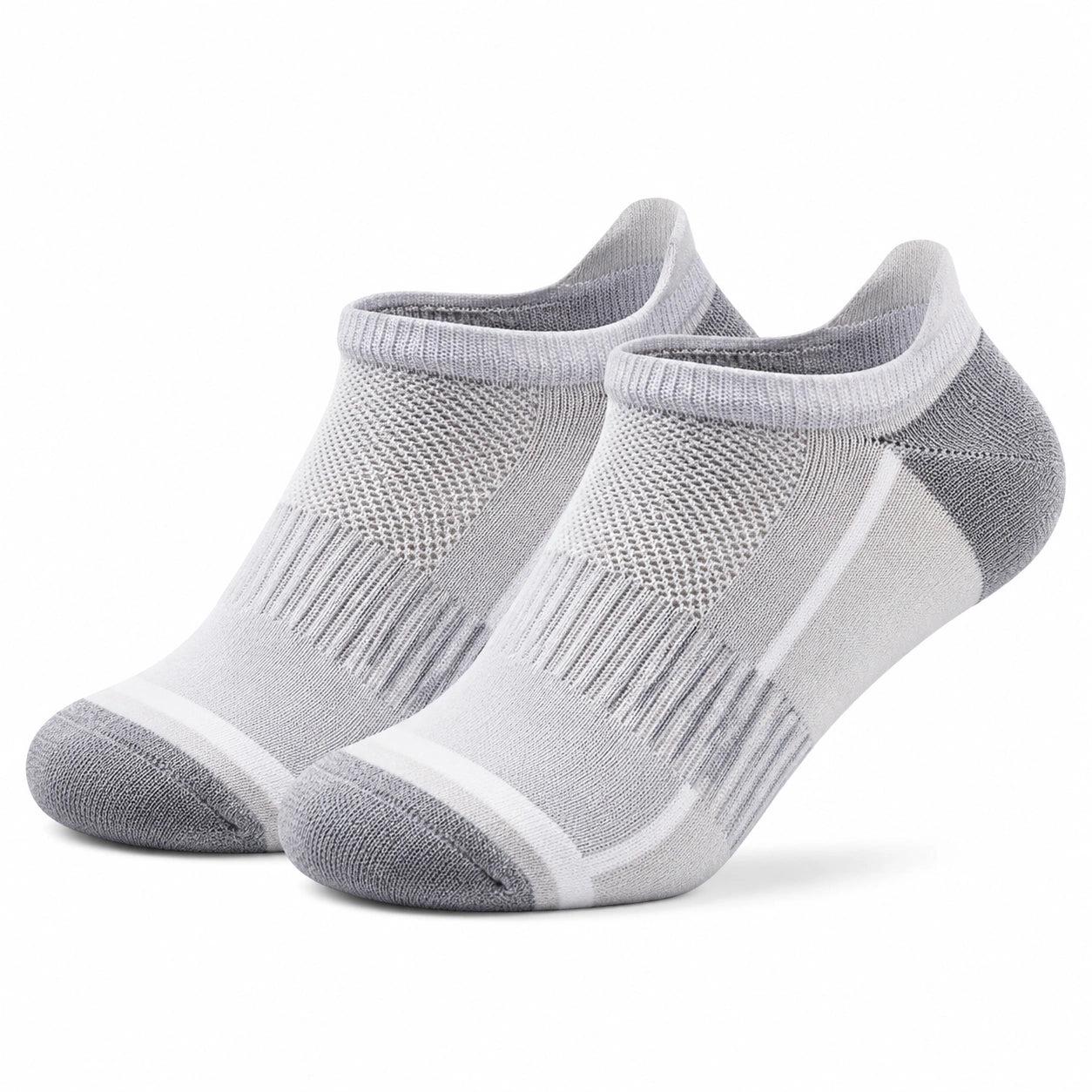 Calze sportive corte 43-46 in tessuto a maglia grigio e bianco traspirante