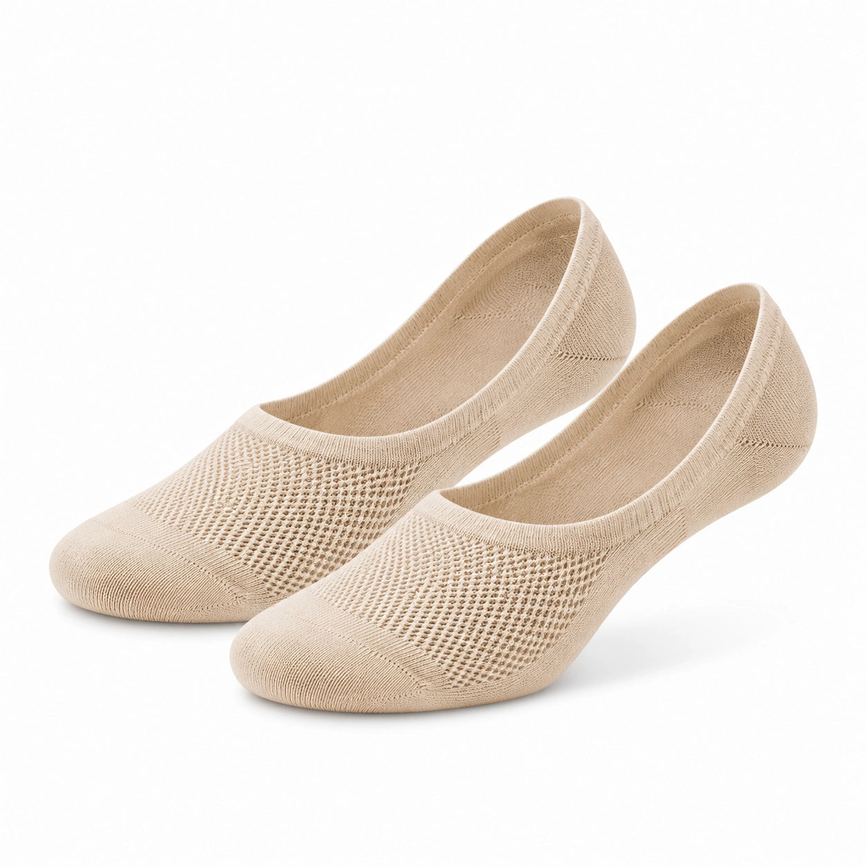 Calzini fantasmino 39-42 in tessuto a maglia beige - traspiranti e senza cuciture visibili