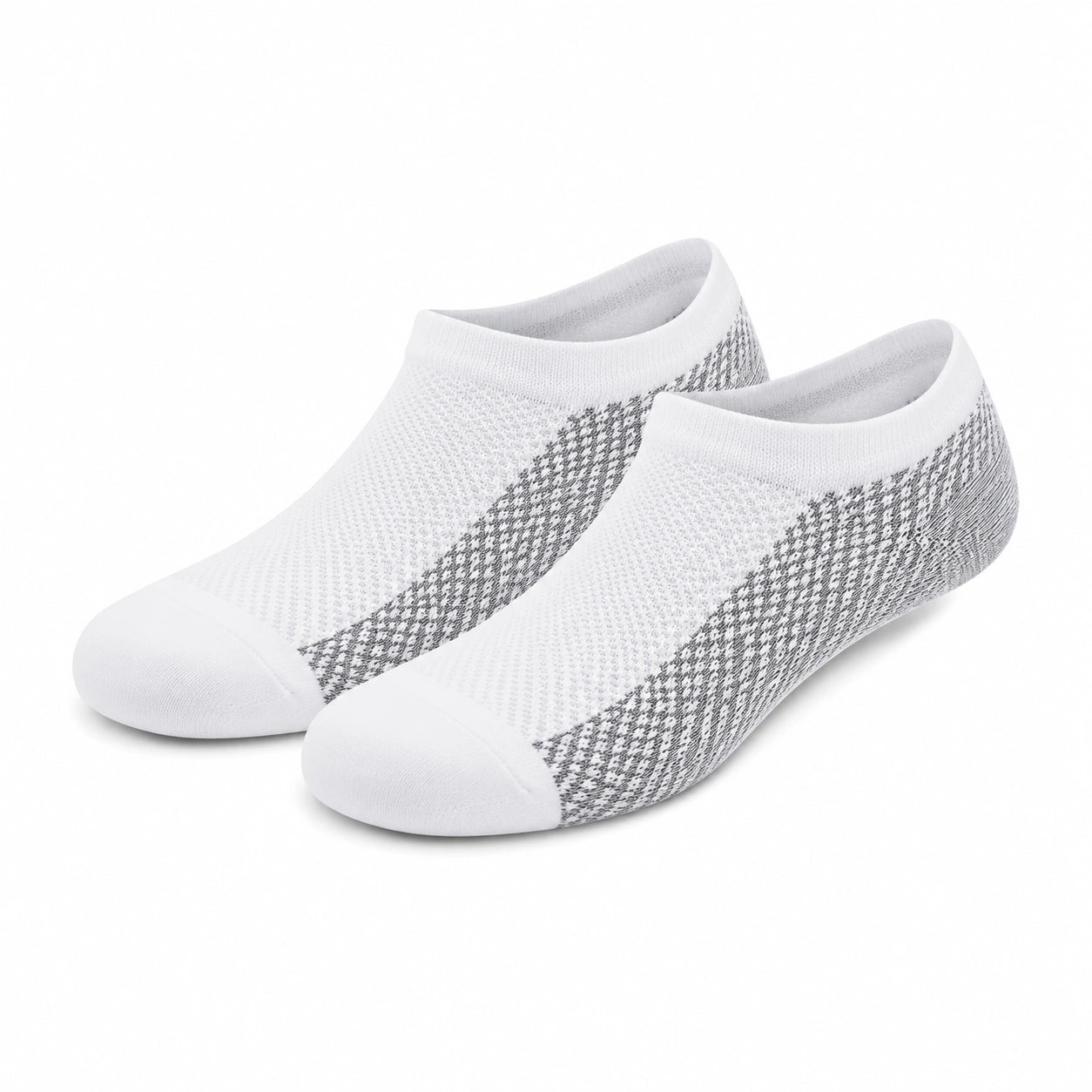 Calzini alla caviglia 35-38 in tessuto a maglia bianco grigio - traspiranti per uso quotidiano