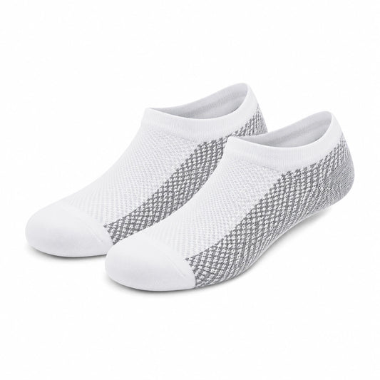 Calzini alla caviglia 35-38 in tessuto a maglia bianco grigio - traspiranti per uso quotidiano
